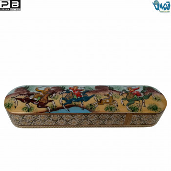 Khatam sliding pen holder with miniature painting