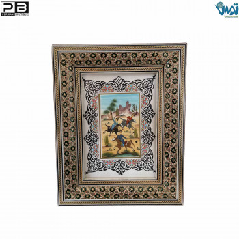 Miniature hand painting with khatam frame